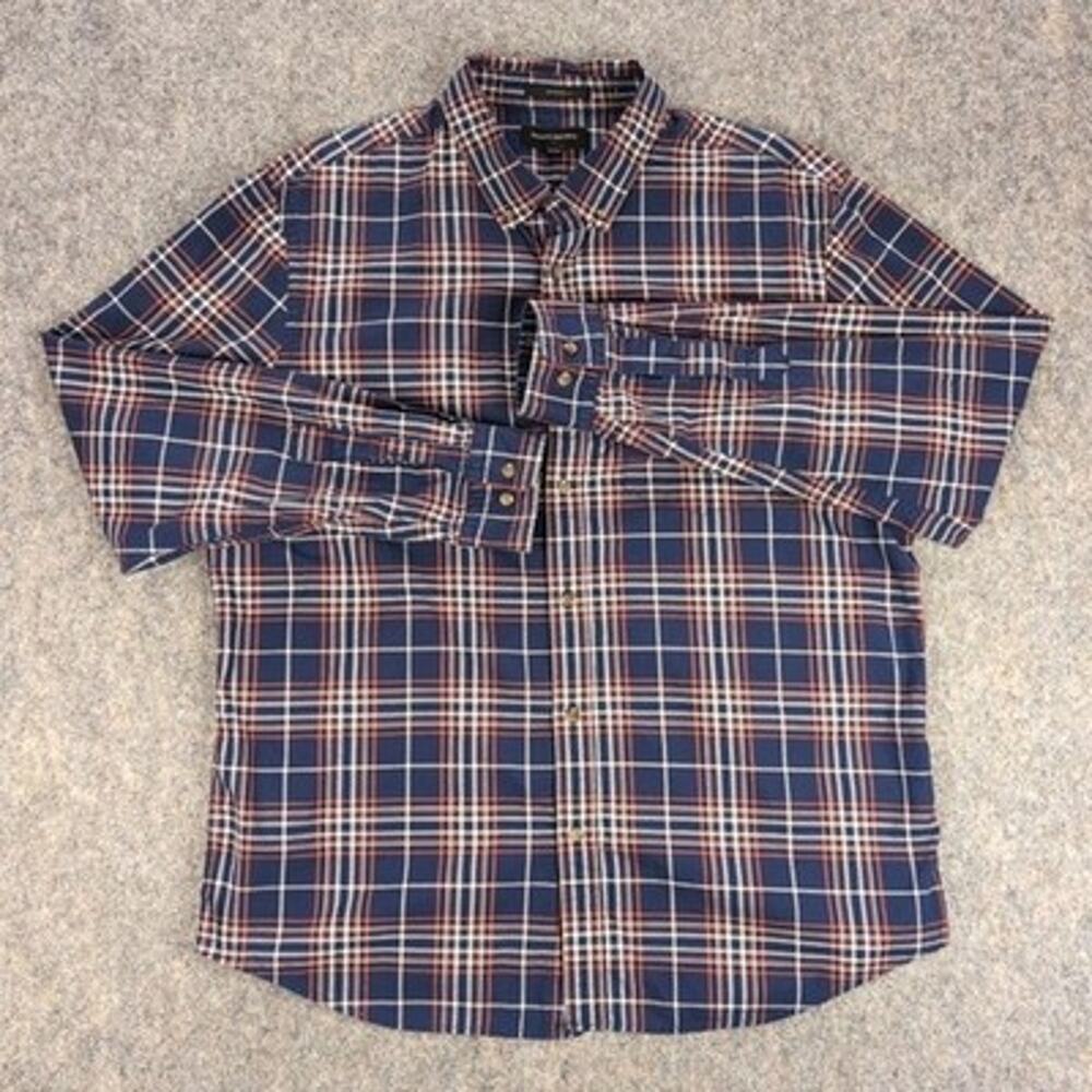 Banana Republic Shirt Mens XL Blue Plaid Button Up Long Sleeve Untucked Fit
